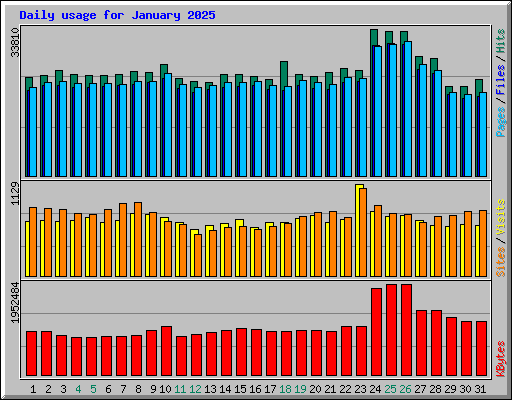 Daily usage for January 2025